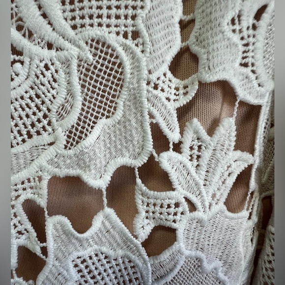 Lulus White Lace Overlay Mini Dress with Nude Lining, Size Small - Picture 3 of 6